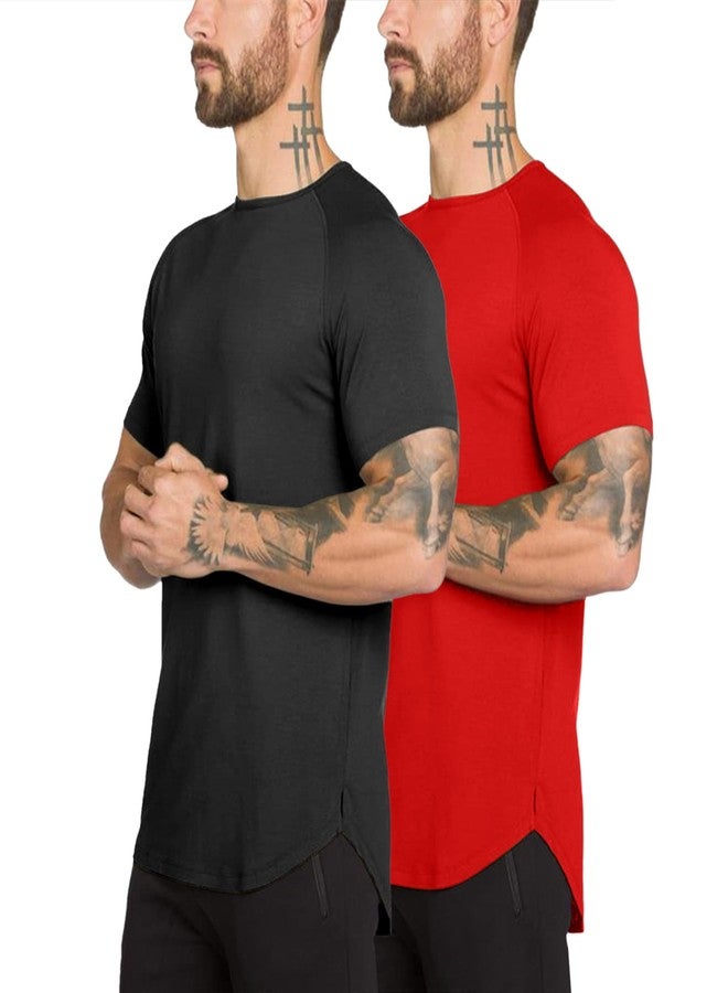 TEZO Mens Gym Workout Slim Fit Short Sleeve T-Shirt Cotton Performance Athletic Shirts Running Fitness Tee Loungewear(SORDBK 2XL) - Image 1